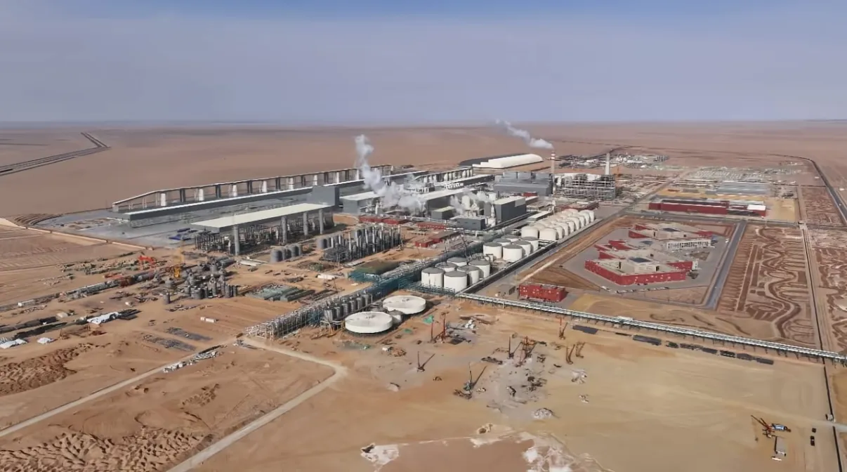 Aerial view of the Berun Group natural soda plant in Alxa, Inner Mongolia, where Malan brand sodium bicarbonate and soda ash are produced
